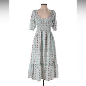 Hill House The Louisa Nap Dress Trailing Vine Multi Poly Crepe - Size Small